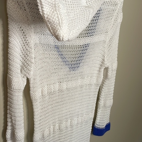 TOMMY BAHAMA Women's Open Weave Crochet Hooded Linen Blend‎ Swim Cover Up Sz M - Picture 7 of 7